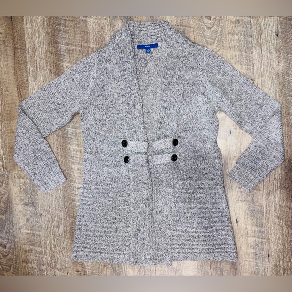 APT 9 Cardigan Womens Small Gray Wool Blend Chunky Knit Open Sweater - Picture 5 of 10